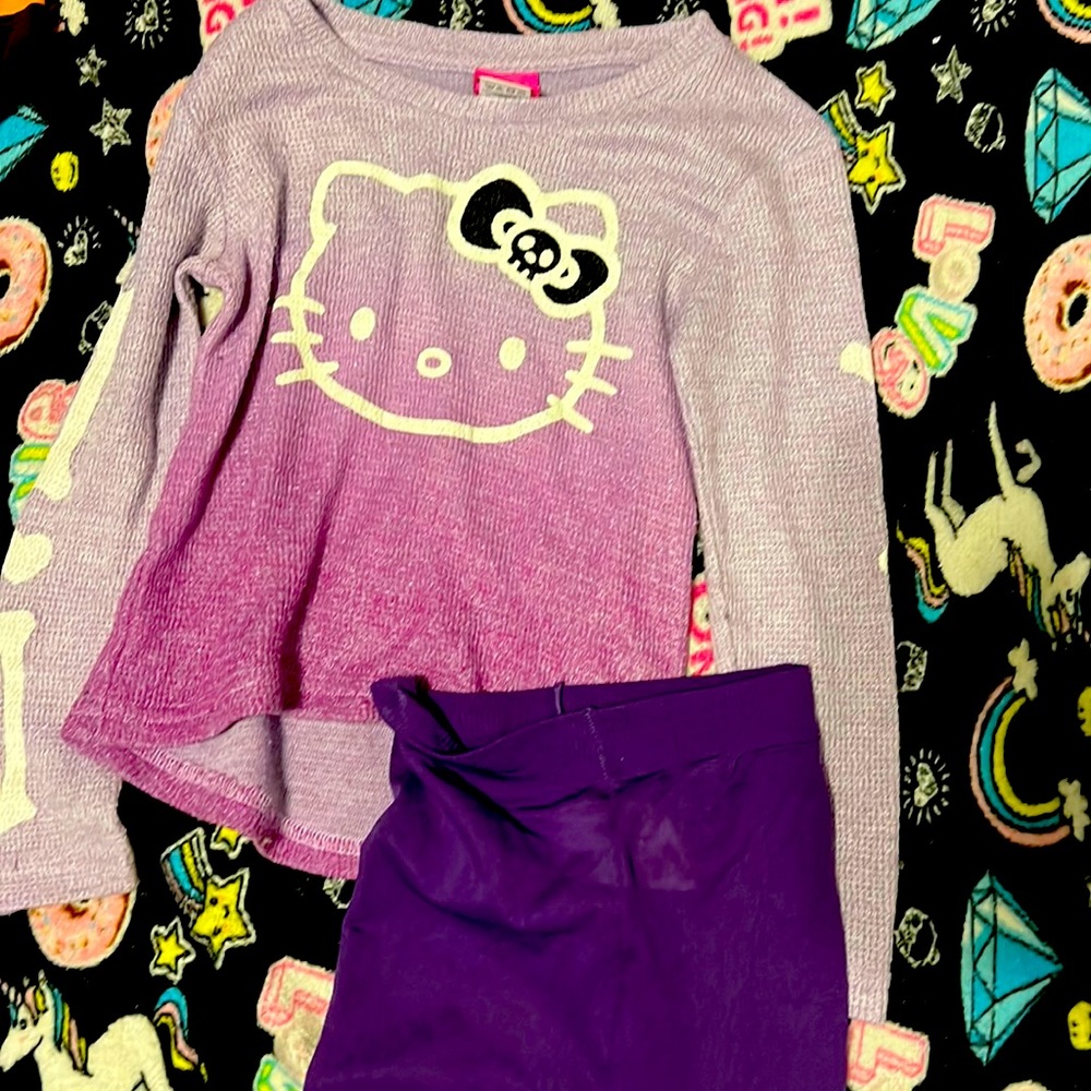 Hello Kitty long sleeve top with purple witch tights so spooktacular 💟